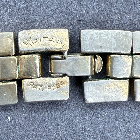 Vintage Crown Trifari Gold-Tone Double Row Geometric Link Choker Necklace 50s - Picture 6 of 8